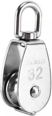 Vinayakart 32 mm Stainless Steel Single Wheel Block Climbing Pulley M 32 Climbing Pulley(Silver)