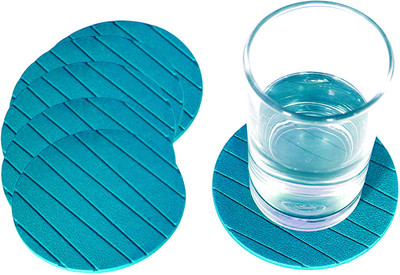 KUBER INDUSTRIES Round Reversible Rubber Coaster Set(Pack of 6)