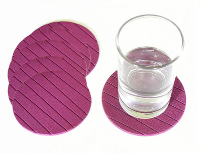 KUBER INDUSTRIES Round Reversible Rubber Coaster Set(Pack of 6)
