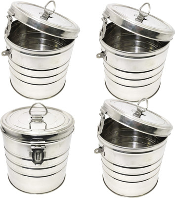 bartan hub Steel Tea Coffee & Sugar Container  - 2 L(Pack of 4, Silver)