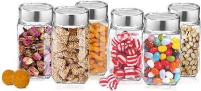 Coozico Glass Grocery Container  - 1000 ml(Pack of 6, Clear)