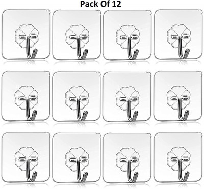 Muktbhav Self Adhesive 12 Pcs Wall Hooks Heavy Duty Hooks For Hanging 10KG (Max) Magic Stickers Hooks Seamless Transparent Adhesive Hooks For Rs. 56 @ 81 %