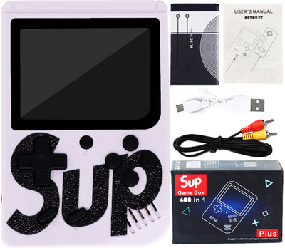 Aseenaa 400 in 1 SUP Super Game Box with Rechargable Gaming Console Toy for Kids | Battery Operated LED Screen Handheld Playing Set | Portable TV Connect Video Retro Classic Games Toys | Colour : White Handheld Gaming Console(White)