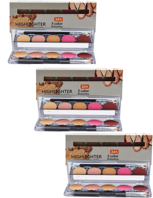 tanvi27 Best 5 IN 1 Bronzer Shimmery Shine Highlighter illuminator Palette Combo OF 3 Highlighter(MULTI COLOR)