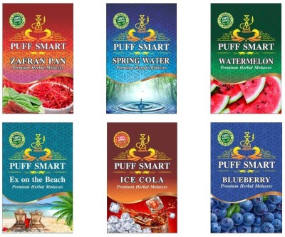 Puff Smart HOOKAH_ 6_FLOVERS SET Ex On The Beach, Spring Water, Zafran Paan, Watermelon, Ice Cola, Blueberry Hookah Flavor(300 g, Pack of 6)