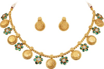 JFL - Jewellery for Less Copper Gold-plated Green Jewellery Set(Pack of 1)