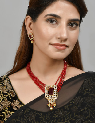 STTYO Alloy Gold-plated Red Jewellery Set(Pack of 1)