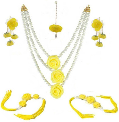Rozec Fabric, Plastic, Paper Yellow Jewellery Set(Pack of 1)