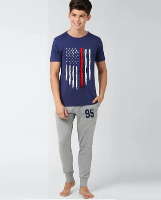 Gkidz Boys Casual T-shirt Track Pants(Multicolor)