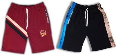 Smile IN LIFE Printed Men Maroon, Black Regular Shorts