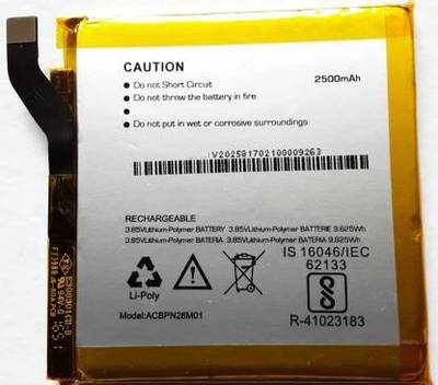 Lapvious Mobile Battery For  MICROMAX Micromax Q4261 -ACBPN26M01-2500 MAH