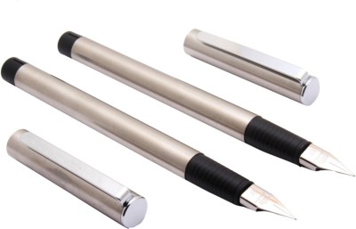 Ledos Set Of 2 - Jinhao 35 Steel Body Fountain Pen Fine Nib & Converter Fountain Pen(Pack of 2, No Ink)