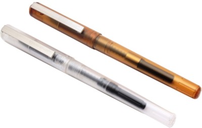 Ledos Set Of 2 - Jinhao Oreo Demonstrator White & Orange Fountain Pen Fine Nib & Converter Fountain Pen(Pack of 2, No Ink)