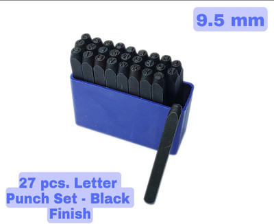 Luxuro Hardened Steel Alphabet Punch Set, 3/8 Inches-9.5 mm (Carbon Steel) Punches & Punching Machines(Set Of 27, Black)