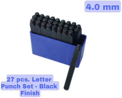 Luxuro Hardened Steel Alphabet Punch Set, 5/32 Inches-4 mm (Carbon Steel) Punches & Punching Machines(Set Of 27, Black,Blue)