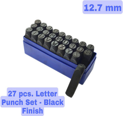 Luxuro Hardened Steel Alphabet Punch Set, 1/2 Inches-12.7 mm (Carbon Steel) Punches & Punching Machines(Set Of 27, Black)
