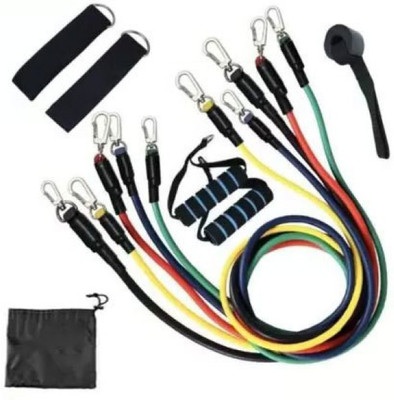 YUKI 11 Piece Gym Power Resistance Band Set for Workout and Yoga Resistance (PR-20 ) Resistance Tube(Multicolor)