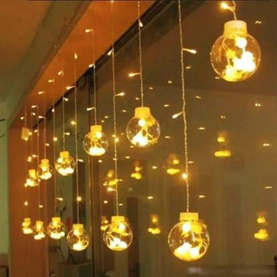 Smuf 135 LEDs 2.04 m Gold Flickering, Steady Ball Rice Lights(Pack of 1)