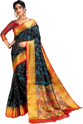 HOROLOGE CREATION Self Design Banarasi Cotton Silk Saree(Black)