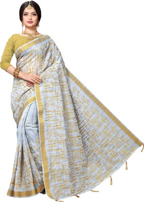 getdeal Embroidered Bollywood Cotton Blend Saree(Grey)