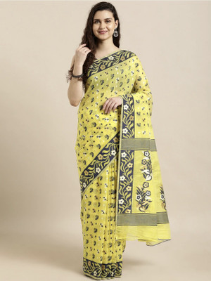 SOFIEFAB Woven, Solid/Plain Kanjivaram Pure Silk Saree(Yellow)