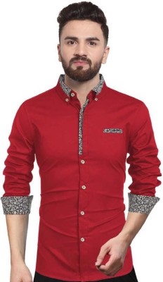 Sky Global Men Solid Casual Red Shirt
