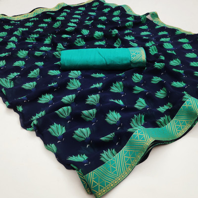 PHORIYA STYLE Printed Bollywood Georgette, Chiffon Saree(Green)