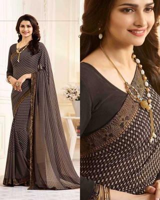 Dhandai Fashion Printed Bollywood Georgette Saree(Brown)