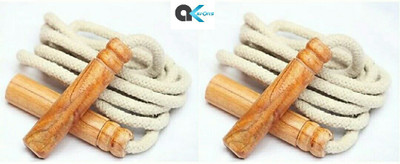 A.K (Pack Of 2Pcs) Cotton Jumping Rope With Wooden Handle Speed Freestyle Skipping Rope(White, Length: 259 cm)