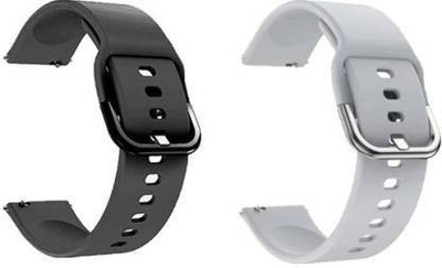 valente Soft Silicone 22mm Metal Buckle Compatible Smart Watch Strap(Black)