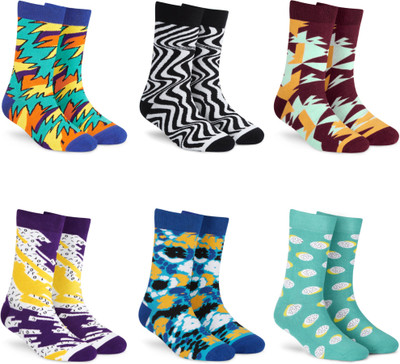 Dynamocks Men & Women Printed Mid-Calf/Crew(Pack of 6)