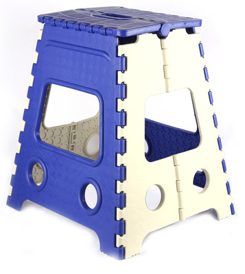 EZLOOT 18 Inches Portable Collapsible Plastic Folding Step Stool With Handle for Bathroom Bedroom Kitchen Stool Plastic Activity Table(Finish Color - BLUE & BEIGE, Pre-assembled)