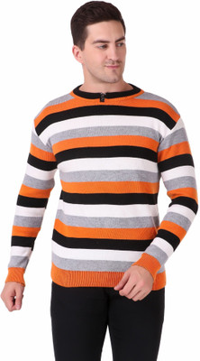 Blushh Collection Woven Round Neck Casual Men Multicolor Sweater