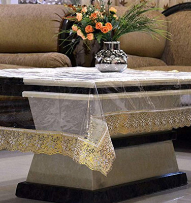 RMDecor Self Design 4 Seater Table Cover(Gold, PVC)