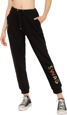 Gods Club Solid Women Black Track Pants