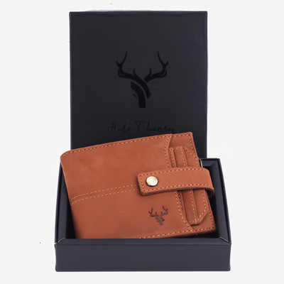 HideTheory Men Trendy Brown Genuine Leather Wallet(13 Card Slots)