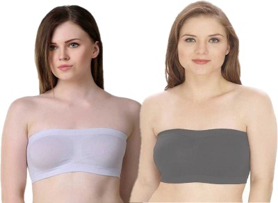 ComfyStyle Women Bandeau/Tube Non Padded Bra(Grey, White)