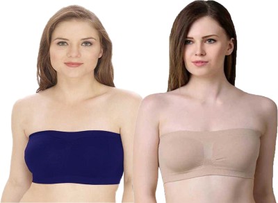 ComfyStyle Women Bandeau/Tube Non Padded Bra(Beige, Blue)