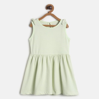 MINI KLUB Midi/Knee Length Casual Dress(Green, Sleeveless)