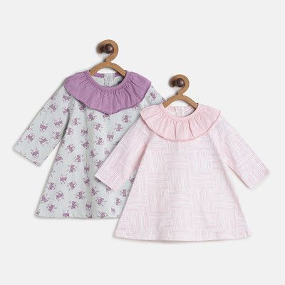 MINI KLUB Midi/Knee Length Casual Dress(Multicolor, Full Sleeve)