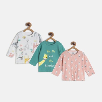 MINI KLUB Baby Boys Self Design Pure Cotton T Shirt(Multicolor, Pack of 3)