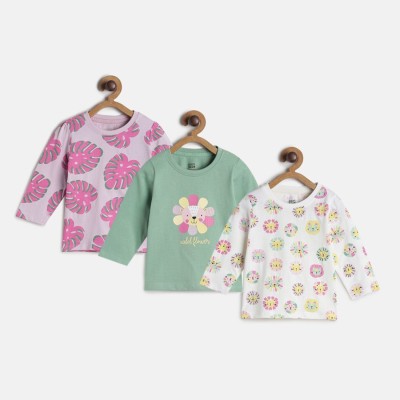 MINI KLUB Baby Girls Pure Cotton Top(Multicolor, Pack of 3)