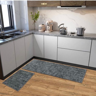 shopgallery Microfiber Floor Mat(Grey, Free, Pack of 2)