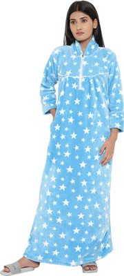 PALIVAL Women Nighty(Blue, White)