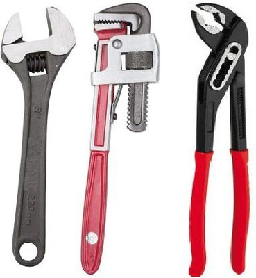 Smuf 3 Tool Kit Set Contains( 8in Spanner,10in Combination Plier,12in Pipe Wrench) 3 Tool Kits Set for Home Single Sided Combination Wrench(Pack of 1)