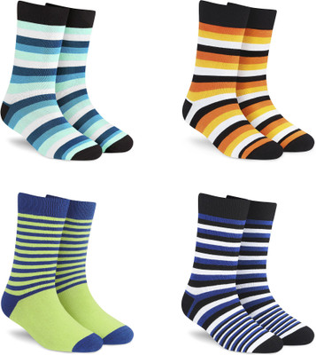 Dynamocks Men & Women Striped Mid-Calf/Crew(Pack of 4)
