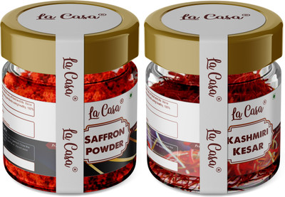 La Casa Kashmiri Mongra Kesar and Saffron Powder | Combo Pack of 2 | Pure Original A++ Grade(2 x 1 g)