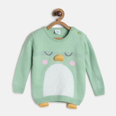 MINI KLUB Printed Round Neck Casual Baby Girls Multicolor Sweater