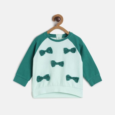 MINI KLUB Full Sleeve Embroidered, Applique Baby Girls Sweatshirt