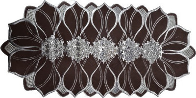 SHRI MAHAVIR IMPEX Brown 80 cm Table Runner(Vinyl)